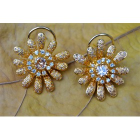 Floral American Diamond Embedded Stud Earrings
